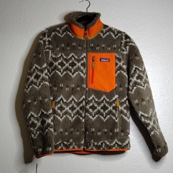Patagonia Brown and Orange Fleece Jacket - Picture 1 of 9